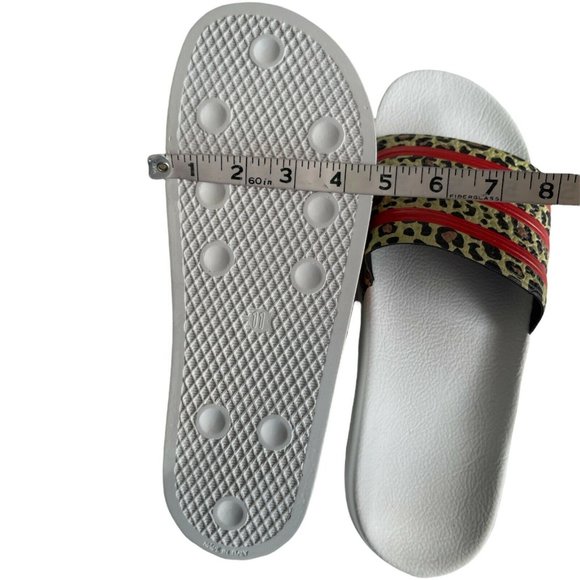 🔧Men’s Slides Size 11 adidas adilette  stripes Style FX5845 White/ Orange/Brown - Picture 9 of 12